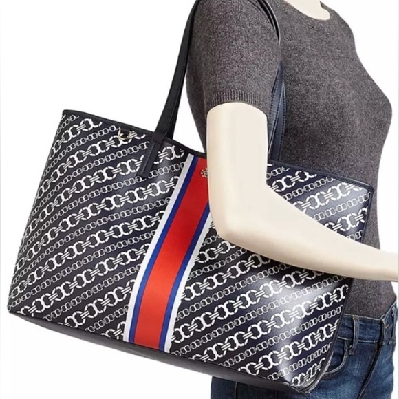 TORY BURCH 💙NAVY💙 GEMINI LINK TOTE BAG 🌟EUC🌟 - Picture 3 of 17